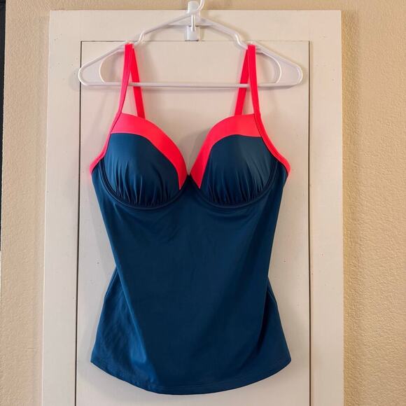 NWT Boden Milos Tankini Swim Top Green Pink Underwired Padded Size 34DD Swimwear - Picture 5 of 9